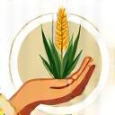 Icona stilizzata di una mano che stringe una spiga di grano